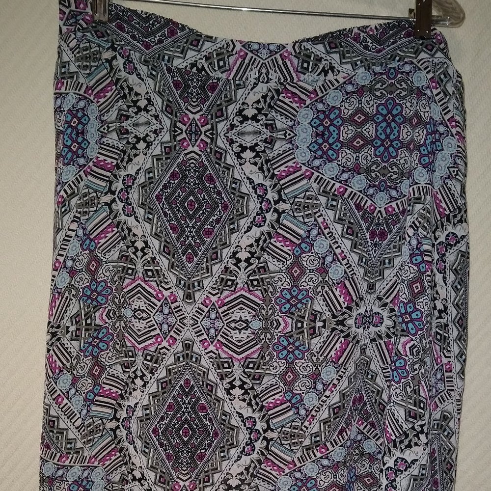 skirt midi hippie boho psychedelic handkerchief hem XL 1X 2X
